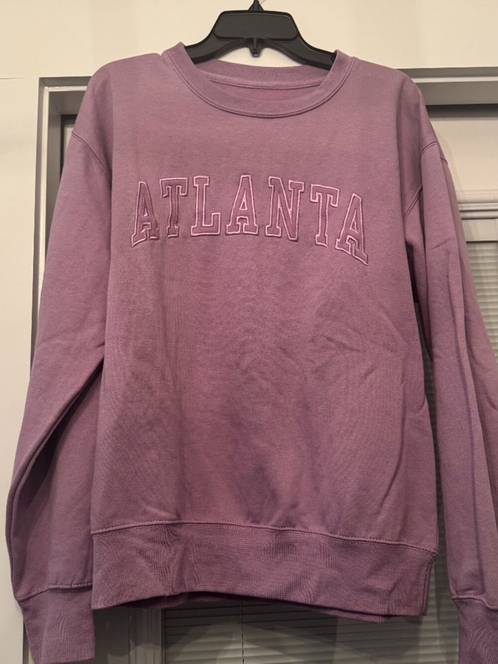 New York Popular ATLANTA Embroidered Sweatshirt Graphic Crewneck Sweater Purple